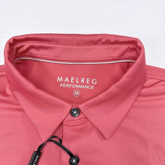 MAELREG Golf Polo Shirt Mens Size Medium Performance Stretch Cranberry Pink NEW‎ - Picture 5 of 11
